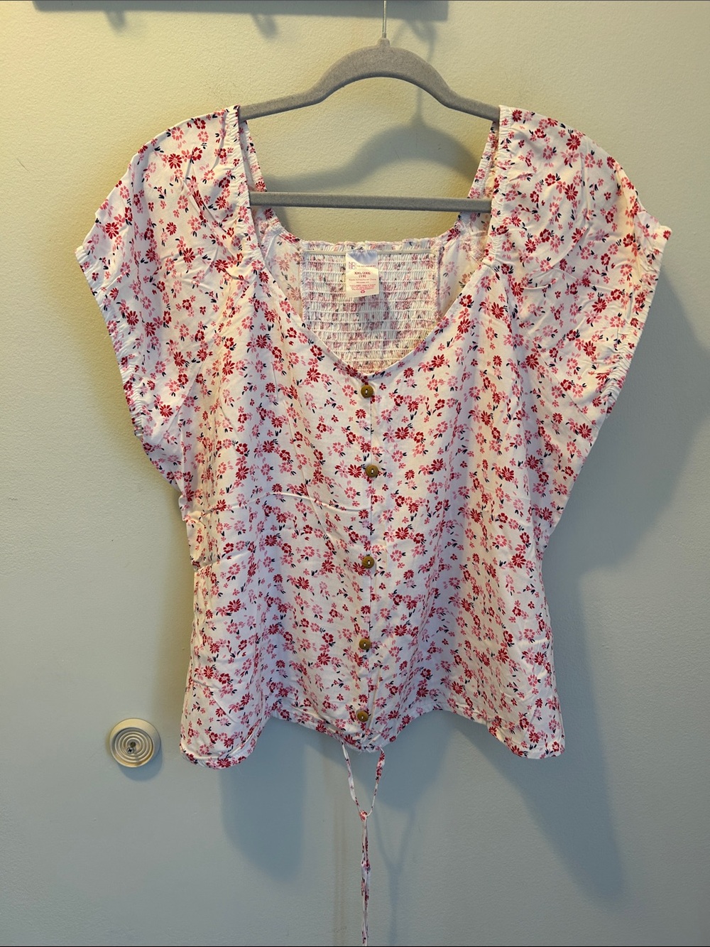 No Boundaries Pink and White Floral Button-Front Blouse